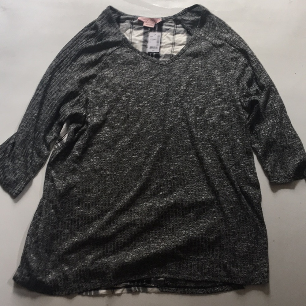In Every Story...2X Grey 3/4 Sleeve checkered back